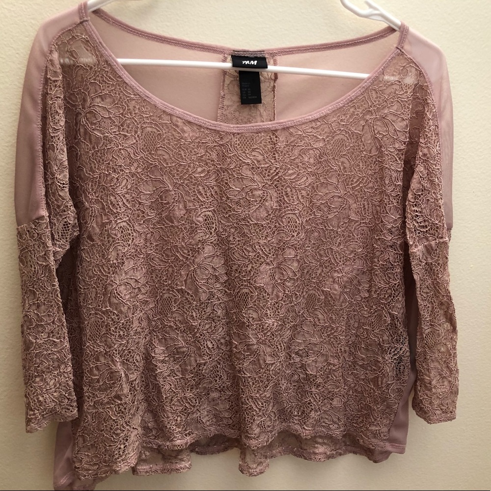 H&M Lacey Sheer Medium Length Sleeve Blouse